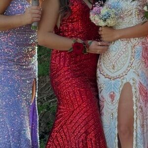 Elegant Red Sequin Evening Gown